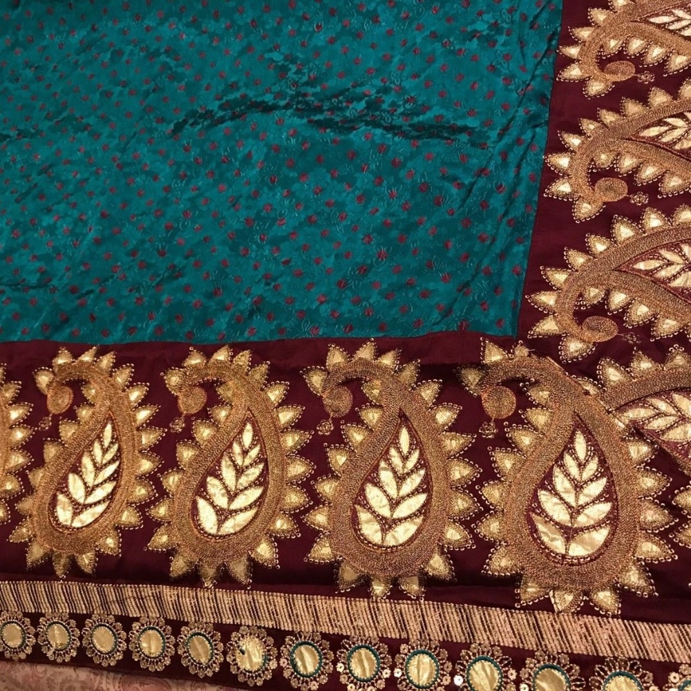 Designer Gorgeous Georgette Soft Green Maroon Sari